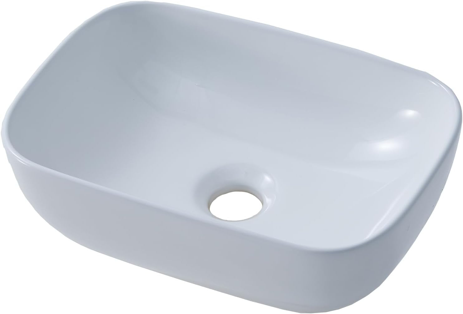 14'' X 10'' Bathroom Small Vessel Sink above Counter White Porcelain Ceramic Oval Rectangle Bathroom Vanity Sink Bowl Lavatory Wash Basin